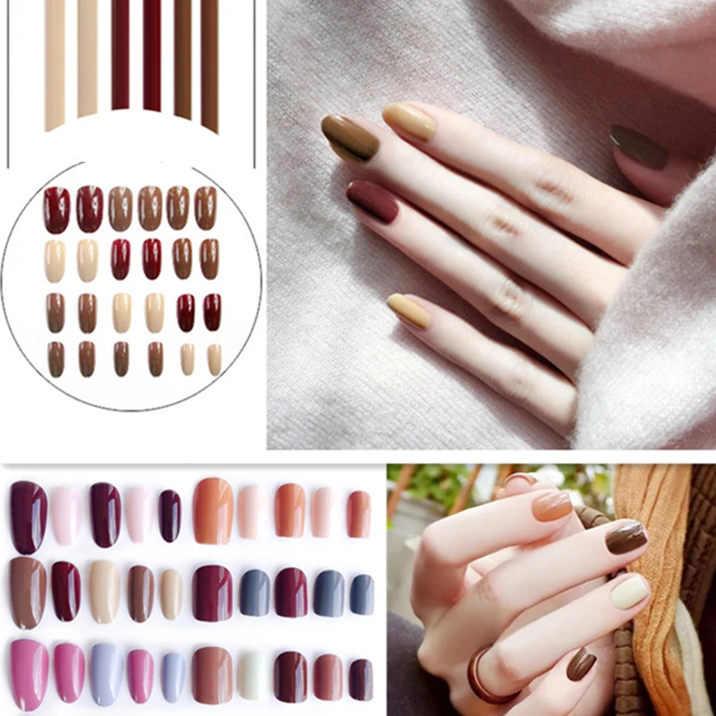 24 шт./компл. Цвет Фул накладные ногти овальной формы с квадратным носком полное