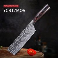 japanese kitchen nakiri knife damascus stainless steel laser pattern vegetable meat slicing knives chef cutting tools with cover