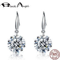 promotion 8mm round zircon women earrings 925 sterling silver wedding fine jewelry long drop earrings pendientes brincos