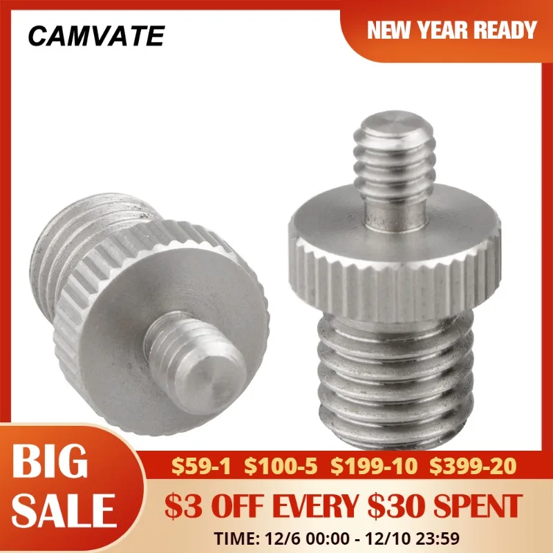 

CAMVATE Standard Screw Connector Adapter With Double-end 1/4"-20 Male To M12 Male For Magic Ball Multi Accessory Adapter/M12 Rod