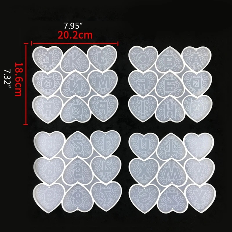 

20CF Shiny Heart-shaped Number Keychain Mould Silicone Epoxy Resin Molds DIY Necklace Jewelry Making Keychain Decoration