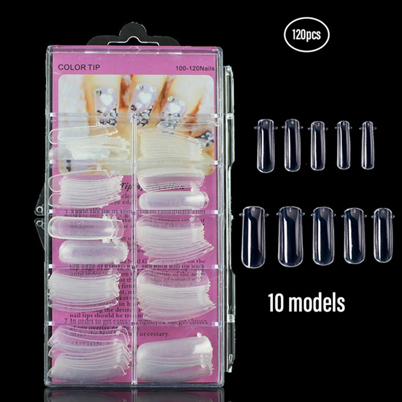 

120Pcs False Nail Mold Dual Forms Acrylic Nail System Forms Clear Full Cover Poly gel UV Gel Nail Tips Models Manicure Nails