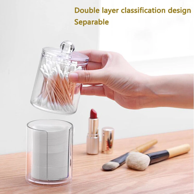 

Storage Box Acrylic Multifunctional Round Storage Box Container Cosmetic Makeup Cotton Pad Organizer Jewelry Holder Candy