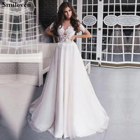 smileven princes wedding dresses half sleeve a line boho lace bride dresses robe de mariee wedding gowns