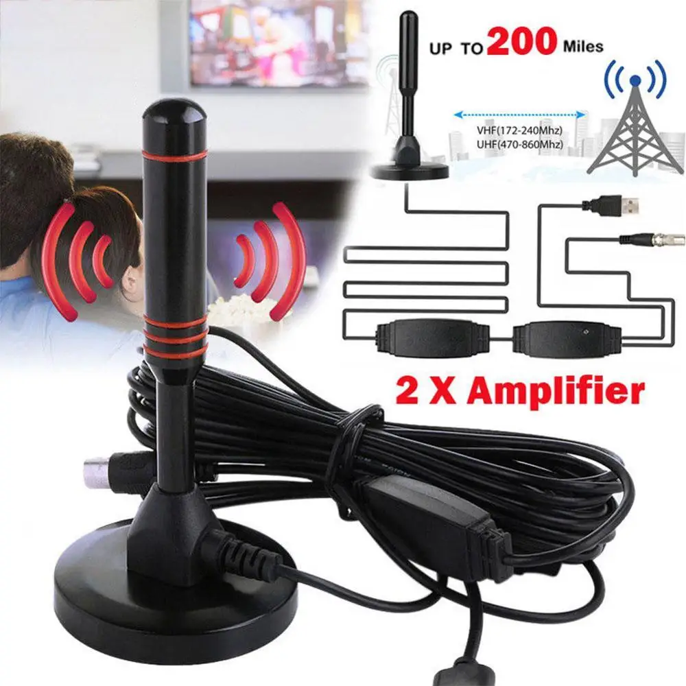 ТВ-антенна с высоким коэффициентом усиления 22 дБ для DVB-T телевидения/USB ТВ-тюнер портативные внутренние/наружные/Автомобильные HD цифровые ТВ антенны с усилителем
