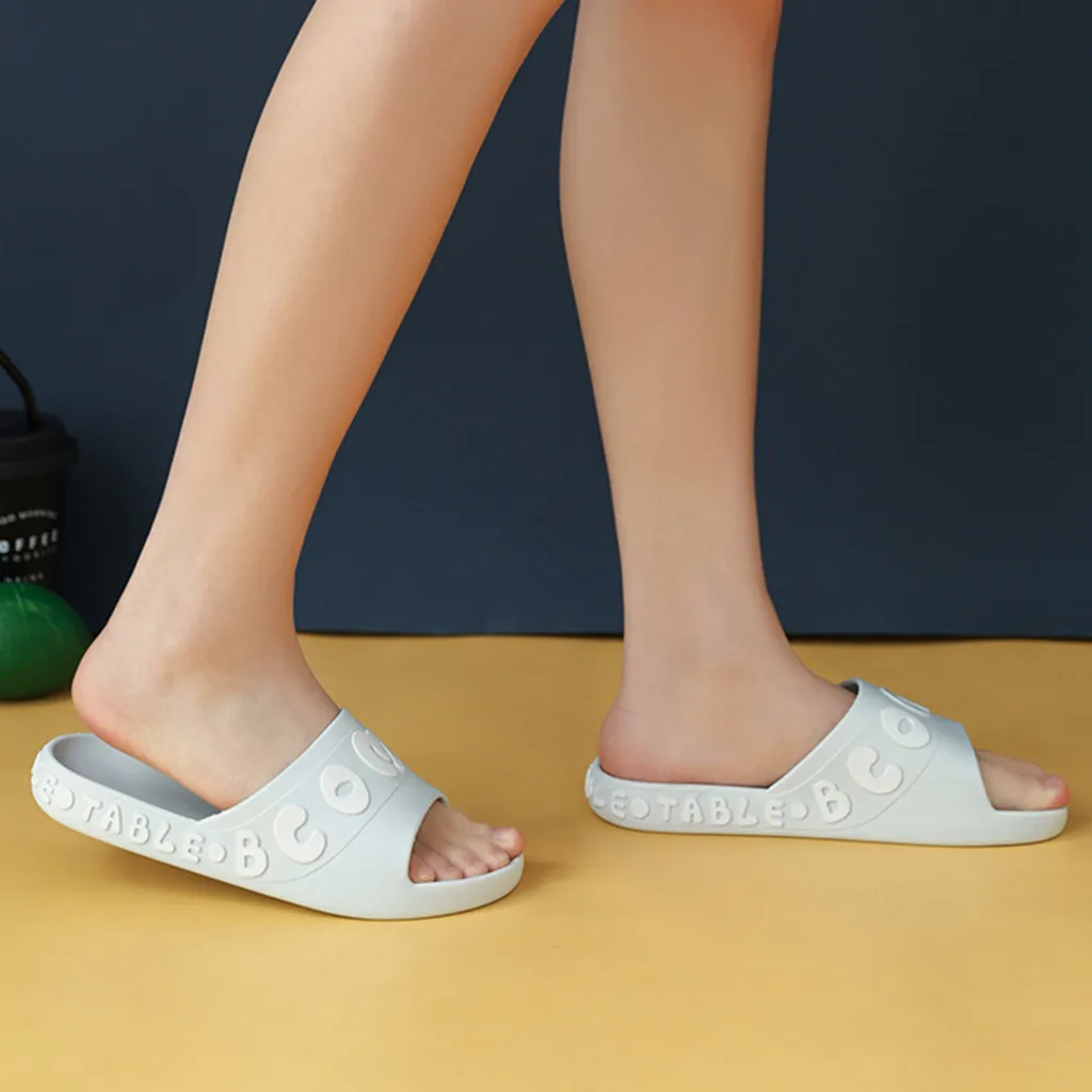 2020 Funny Letter Print Slippers Women Summer Outdoor Indoor Beach Casual Rubber Shoes Female Home Bathroom Slipper Soft Sole | Обувь