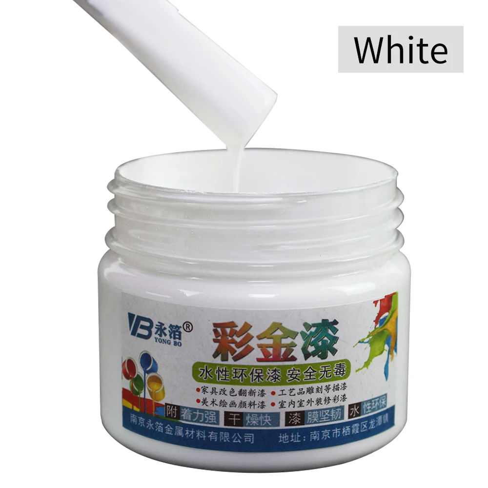 White Bright Gold Paint Metal Lacquer Wood Paint Tasteless Water-based for Any Surface Waterproof Anti-Rust Acrylic Paint