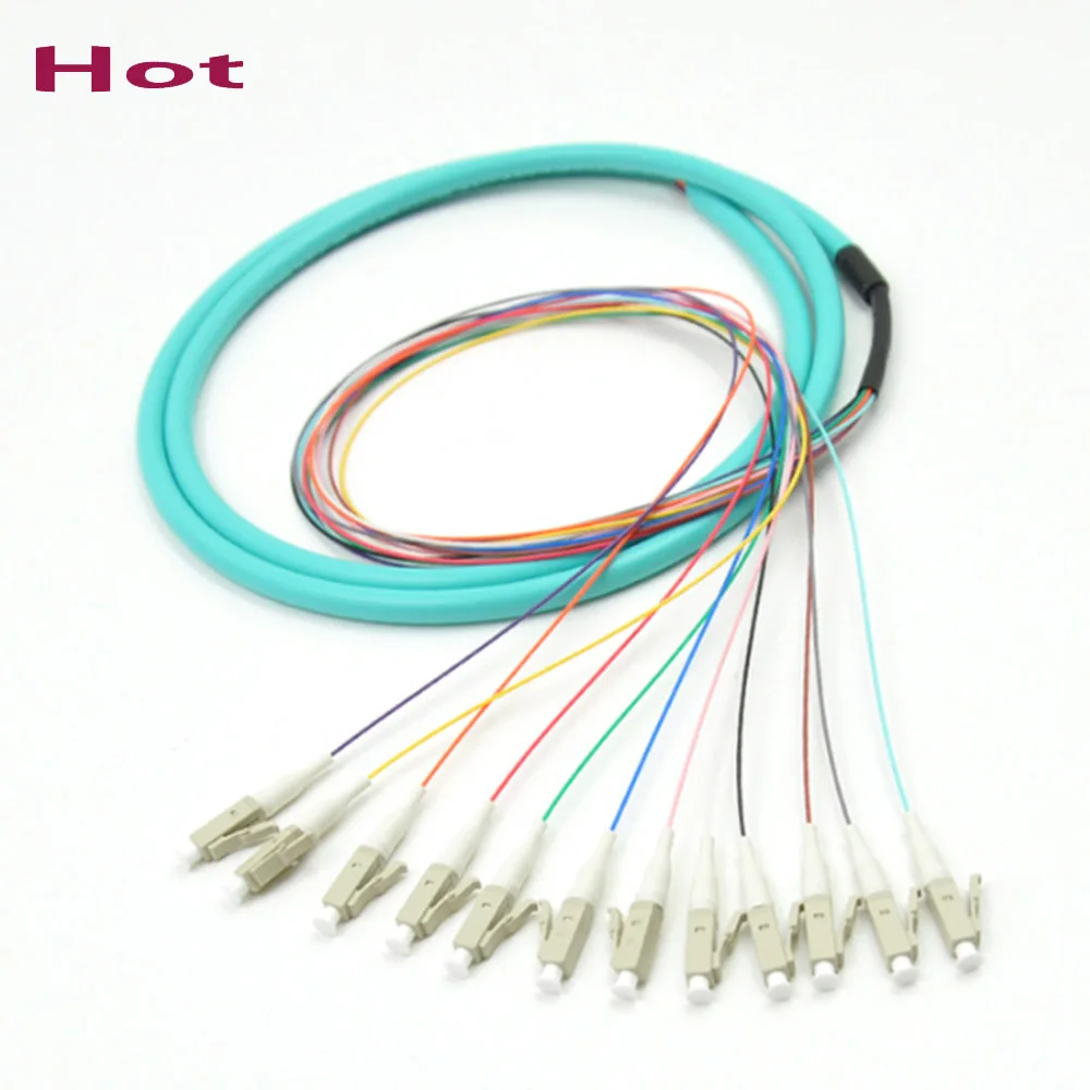 

LC OM3 12core Fanout Fiber Optic Pigtail Multimode 12Colored 1.5M Optical Fiber Pigtail,12core LC/UPC Bunchy Pigtail