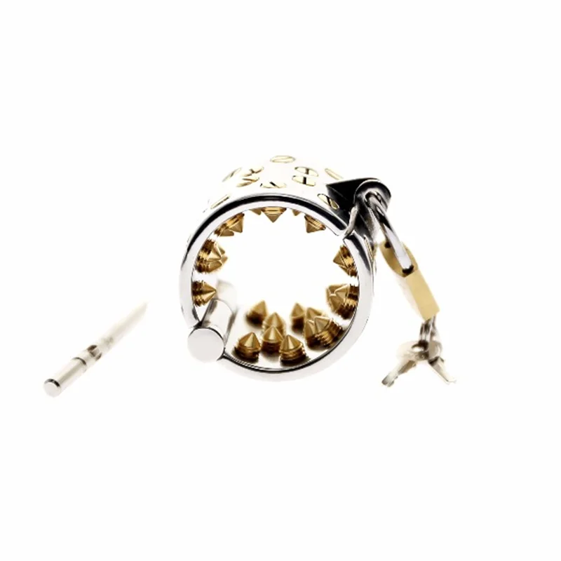 KALI'S TEETH 4 ROWS GOLD Ring Scrotum Pendant Male Chastity Device Kalis teeth chastity device Spike Torture devices | Красота и