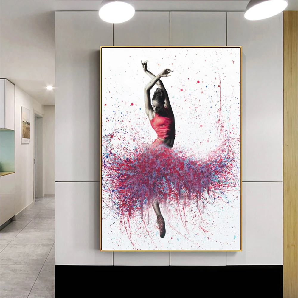 

Modern Abstract Portrait Oil Painting on the Wall Art Posters and Prints Canvas Ballerina Picture for Living Room Home Decor