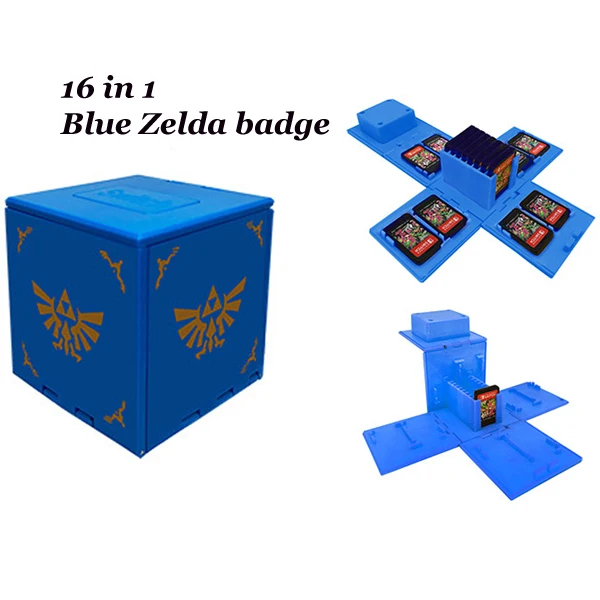 Blue Zelda badge Футляр для игровых карт премиум-класса с переключателем NAND, коробка для хранения с переключателем, складывающаяся коробка для карт NS, сохраняющая 12 карт - Цвет: Blue Zelda badge