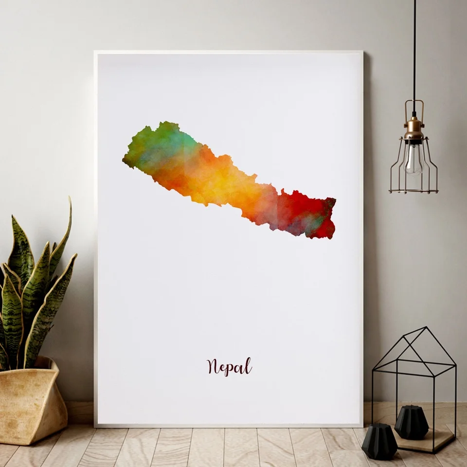 Карта Непала акварельная карта современный город холст Художественная печать