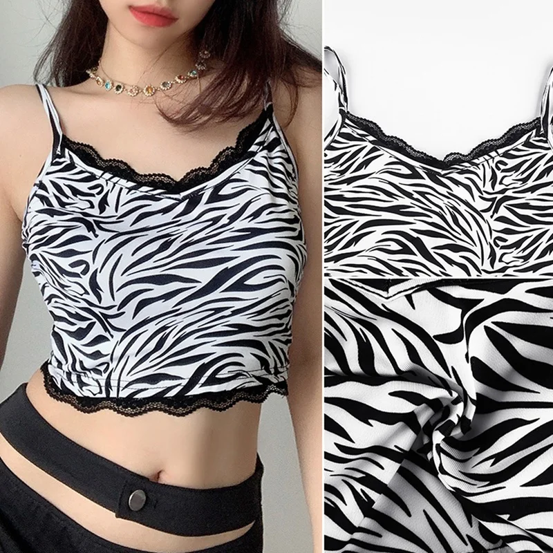 Aesthetics Zebra Printing Spaghetti Strap Lace Trim Cami Tops Girl Vintage V-Neck Backless Crop Tops Streetwear
Aesthetics Zebra Printing Spaghetti Strap Lace Trim Cami Tops Girl Vintage V-Neck Backless Crop Tops Streetwear