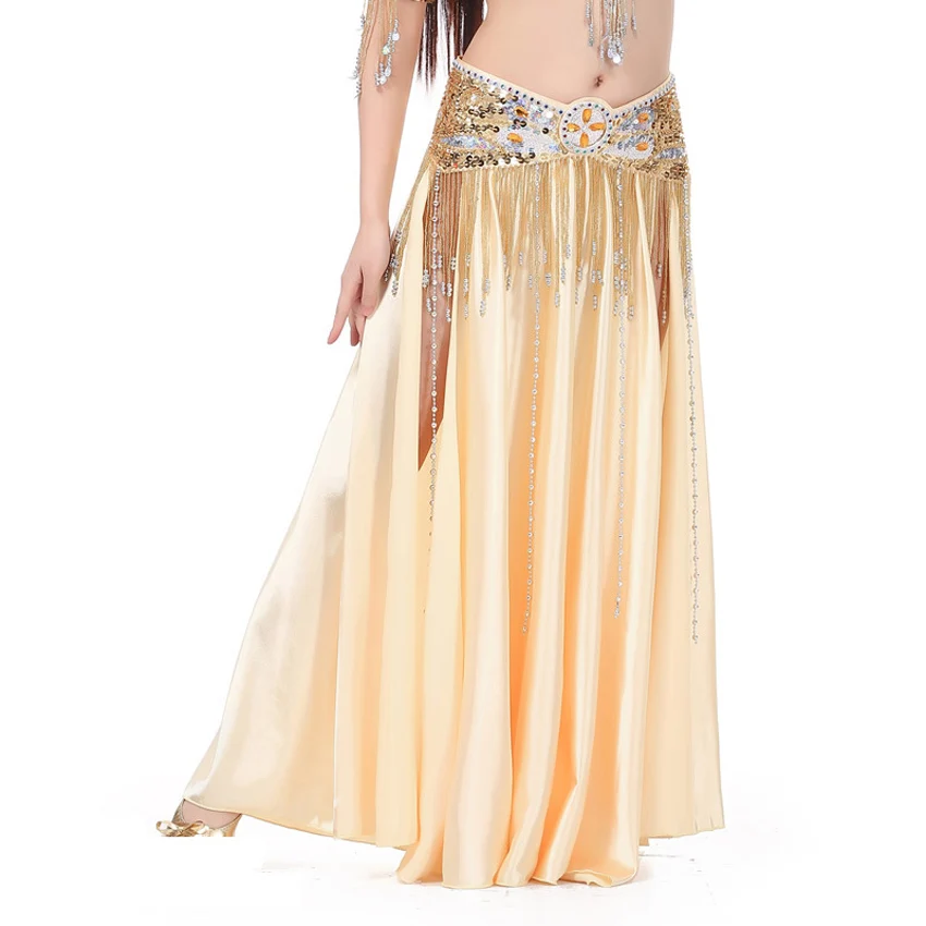 Юбка женская для танца живота атласная блестящая без пояса базовая размера плюс |