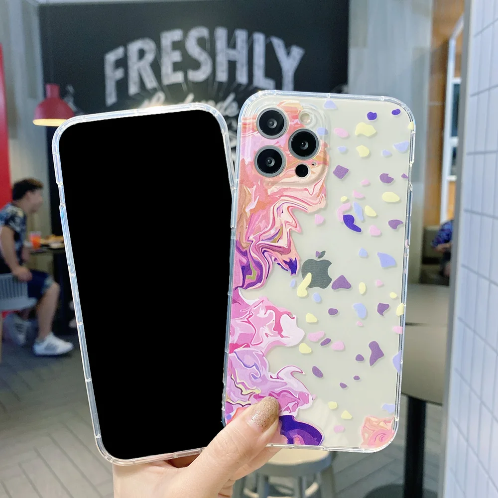 

Luxury Watercolor Shockproof Phone Case for IPhone 11 12 Pro Max Mini XR XS X 7 8 Plus 6 6s Plus SE 2020 Clear Soft Case Cover