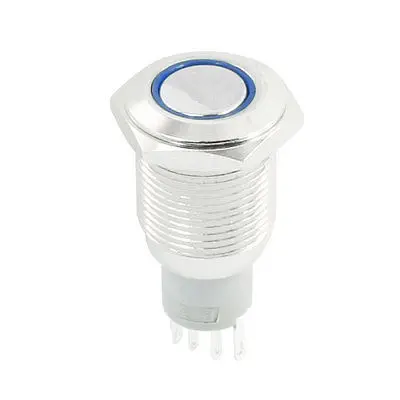 DC12V синий светодиодный индикатор SPDT 16 мм резьба защелкивающая металлическая