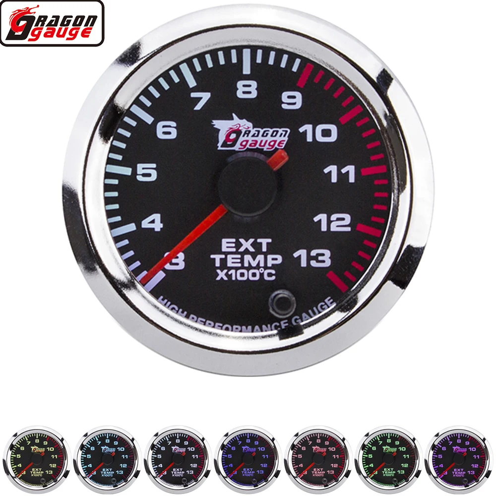 

Dragon 2“ 52mm Stepper Motor 7 Colors Backlight Auto Car Engine Exhaust Gas Emperature Gauge Ext Temp Meter Free Shipping