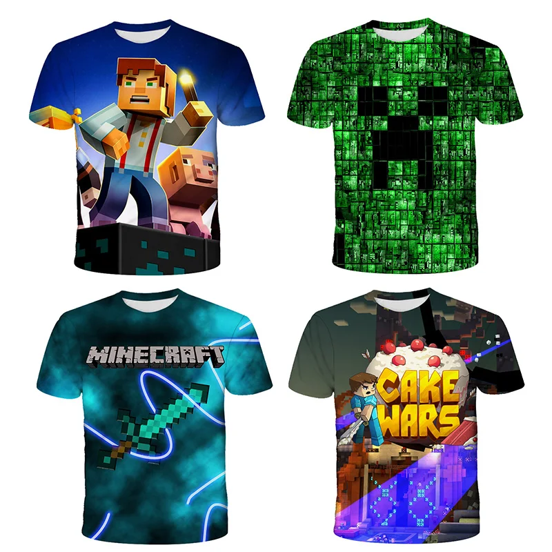 

Футболка с коротким рукавом и 3D-принтом для мальчиков 2021My World, детские игры, лучшие футболки для девочек от 4 до 14 лет