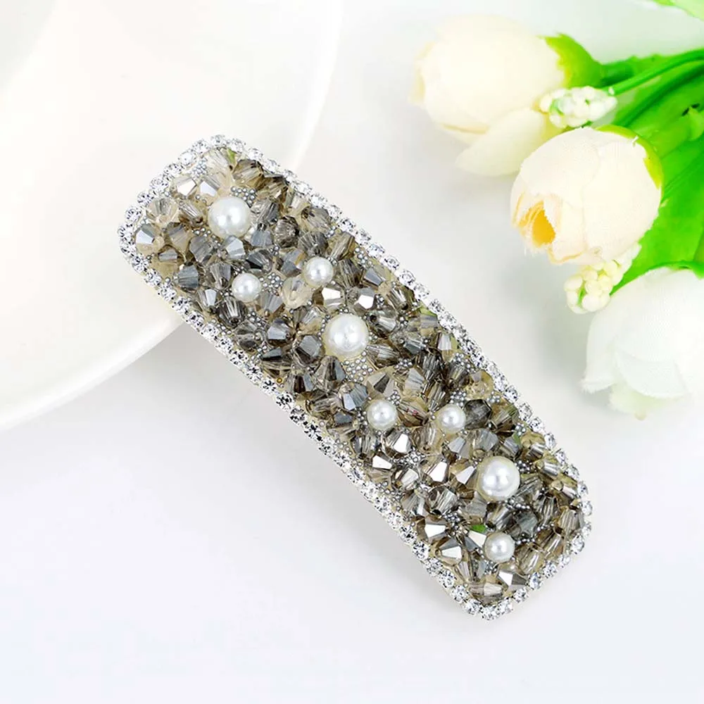

Imitation rhinestone hair accessories hairpin side bangs clip shiny alloy toothed pearl head clip duckbill clip