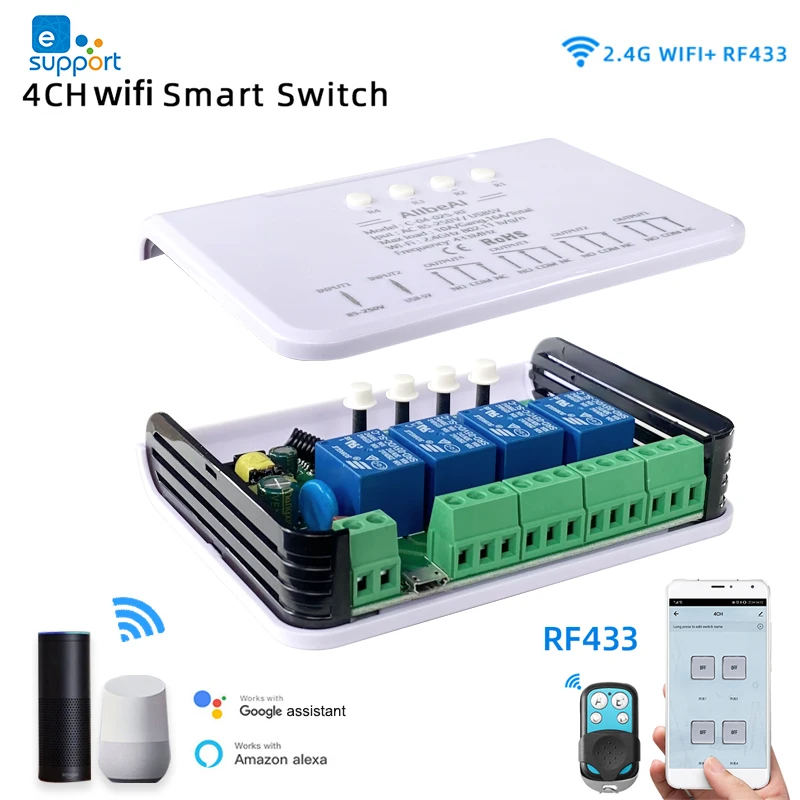 Контроллер двигателя для умного дома 4CH Wi-Fi 5 В 12 32 110 220 постоянного тока