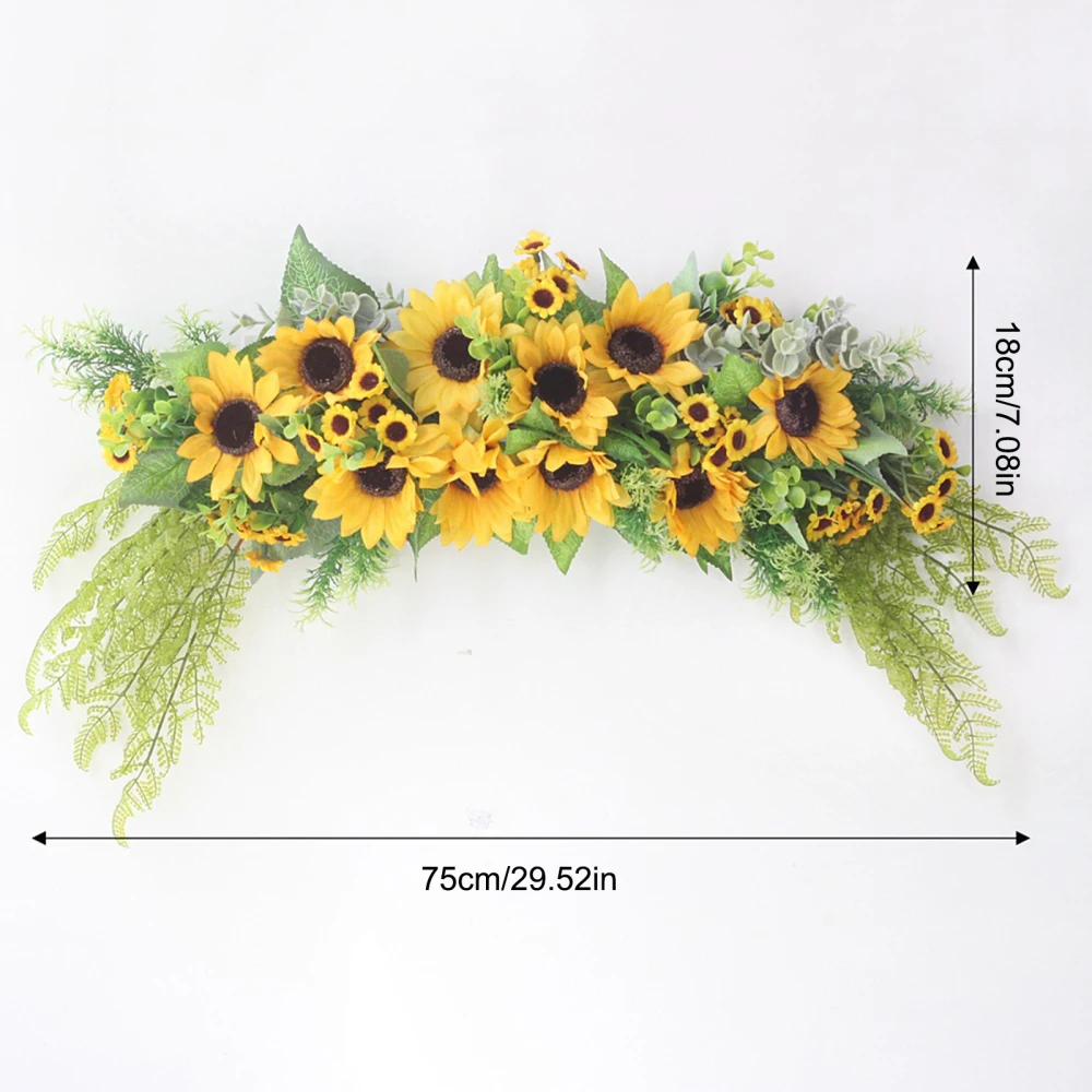 Весенний венок с зелеными листьями дверной цветок гирлянда из шелковой ткани 15