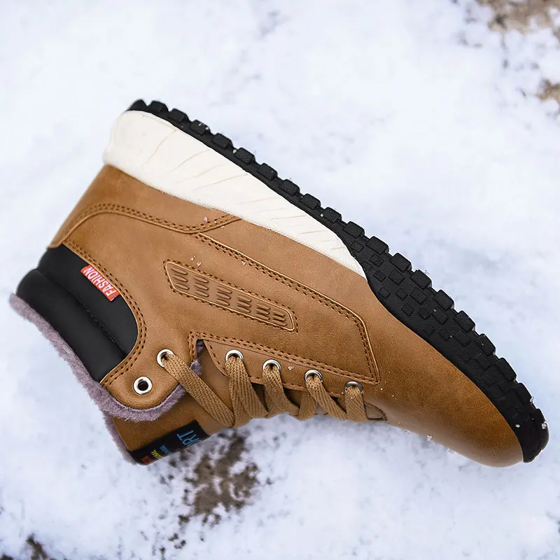 Men Boots Winter Shoes Plus Size 39-48 Warm Ankle Botas Hombre Leather Plush Sneakers Mens | Обувь