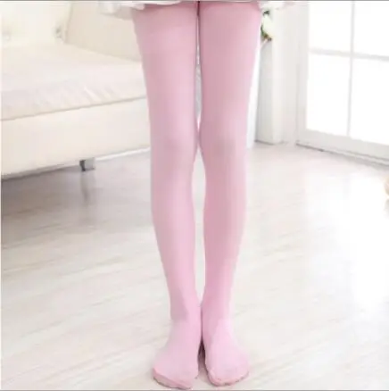 Pink Tights Колготки для девочек от 1 до 8 лет весенне-осенние детские колготки для балета, колготки для танцев бархатные однотонные белые колготки - Цвет: Pink Tights