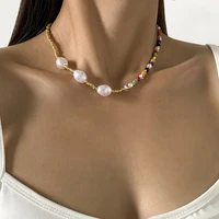 shixin vintage asymmetry beaded choker necklace for women fashion boho colorful beads necklaces 2021 jewelry for neck girl gifts