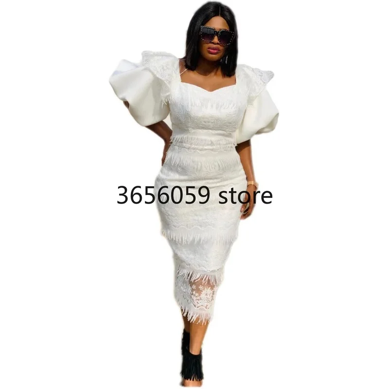 Африканские платья для женщин белое рождественское облегающее платье Дашики