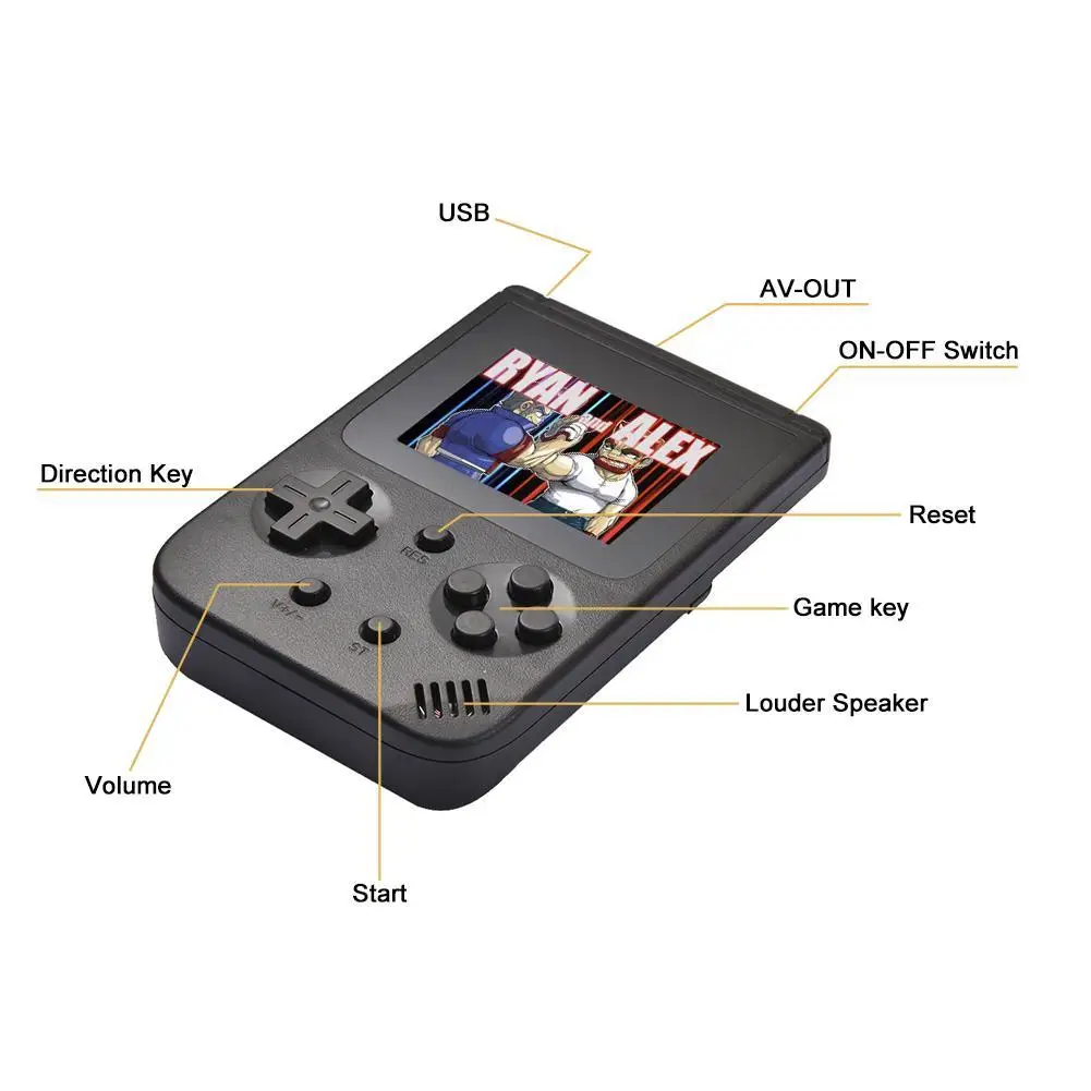 

500 in 1 Game Console Mini Handheld Portable Game Player Machine Supports Five Languages 2.4 Inch