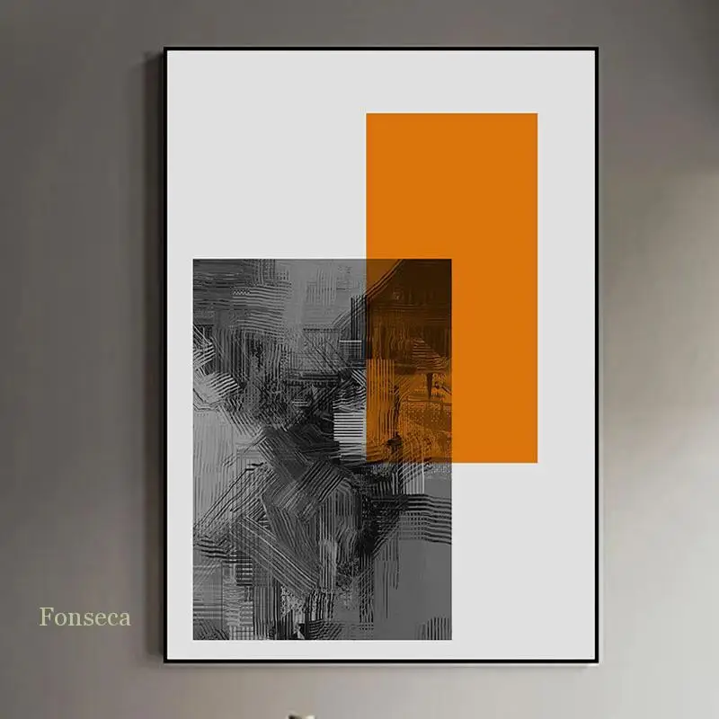 Абстрактный геометрический Графический постер Hd оранжевый принт серая Картина