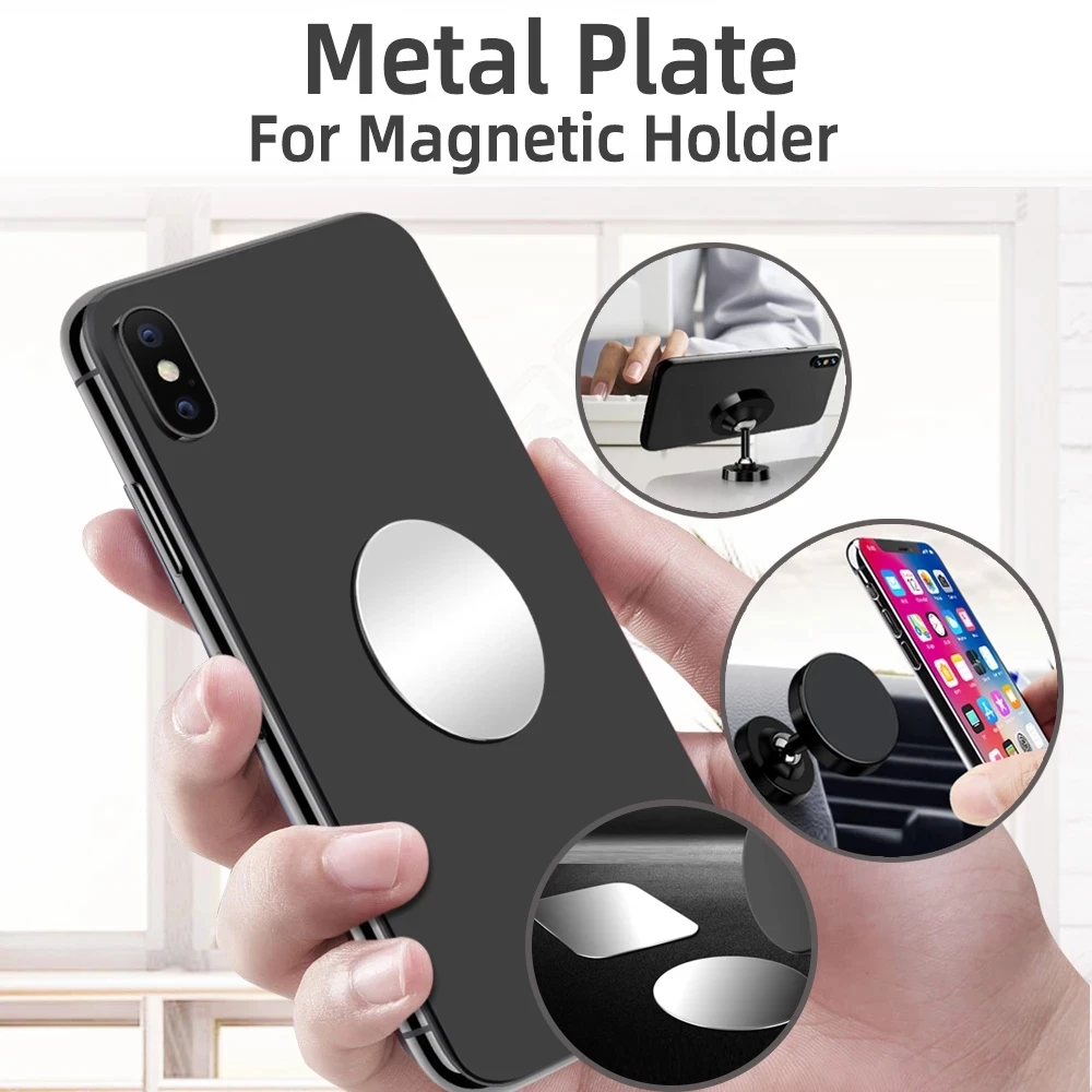 car phone holder metal plate no magnetic holder round square sticker iron sheet for mobile tablet magnet disk desk car stand free global shipping