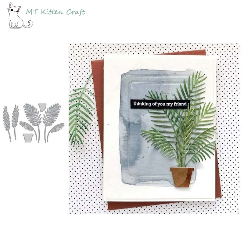 MT Craft металлические Вырубные штампы 8 шт. растения лист горшок Скрапбукинг