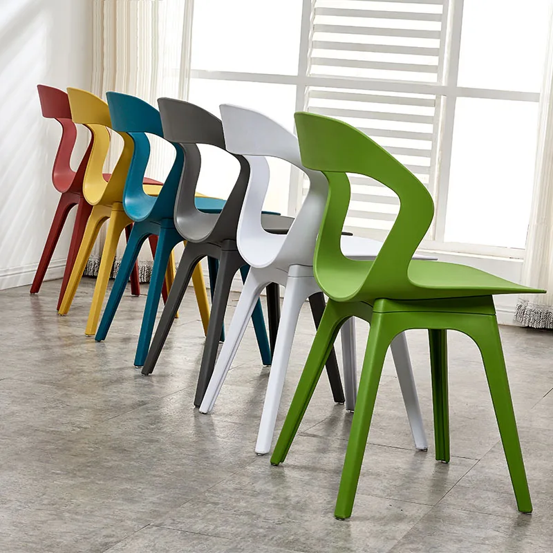 Modern Fashion S-shaped PP Plastic Chair Restaurant for Dining Room Chairs Home Living Kitchen White Green |