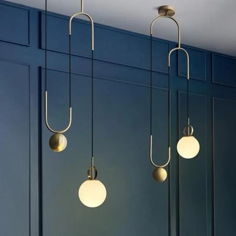 

Nordic Gold Suspension luminaire modern white glass ball adjustable Hanging Lamp Dining Room bedroom Kitchen home pendant lights