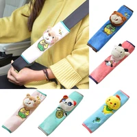 1 pair of car seat belt cover child kids shoulder protection embroidery plush cotton padding cartoon safety belt car accessories