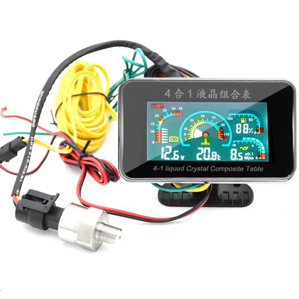 Панель приборов 4 в 1 универсальный ЖК дисплей Автомобильный цифровой датчик