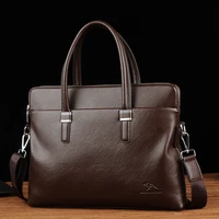 new brand mens handbag business briefcase 14 inch pu shoulder bag large capacity hand carrying laptop bag men