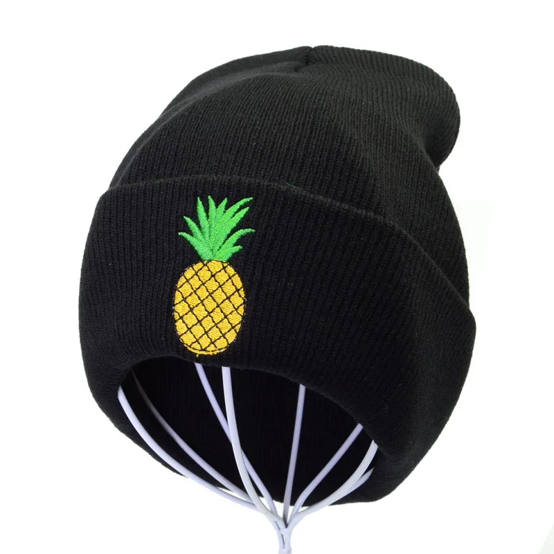 

Cartoon embroidery pineapple Women Winter Hats Warm Knitted Hat Pineapple Girls Knit Caps Female Beanie Hip-hop Skullies Bonnet