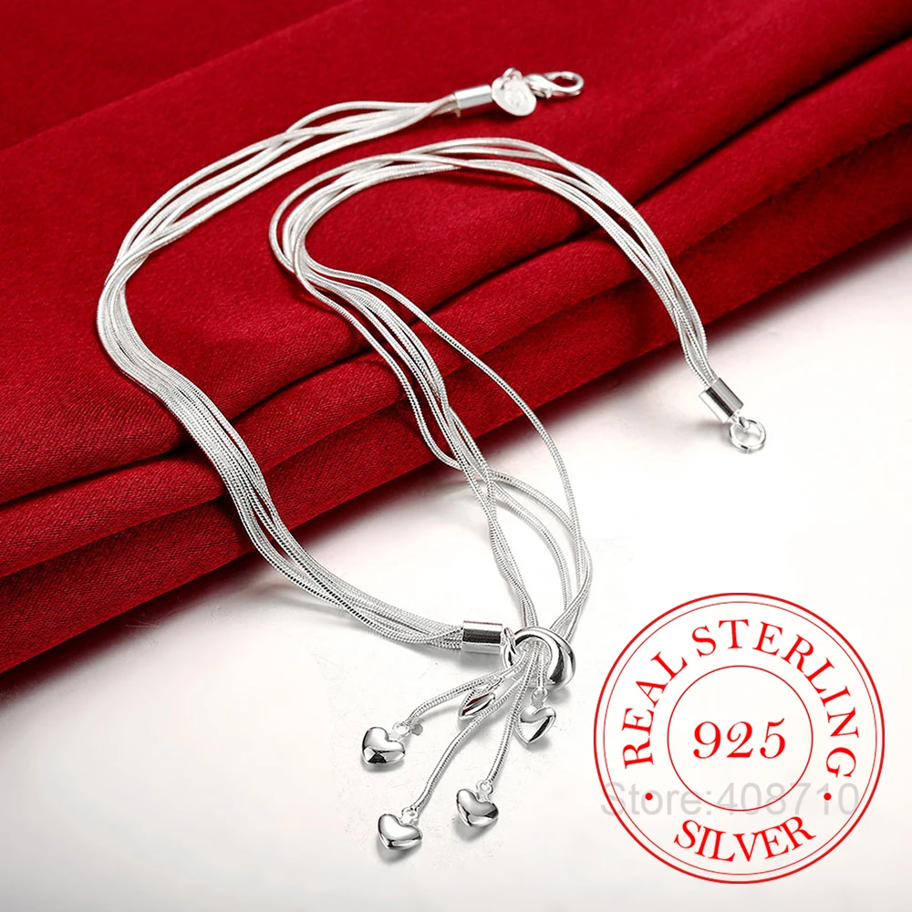 

Newest Luxury 925 Sterling Silver Necklace Chain Long Tassel Pendant Five Star Maxi Necklace For Women Fine Jewelry Gift