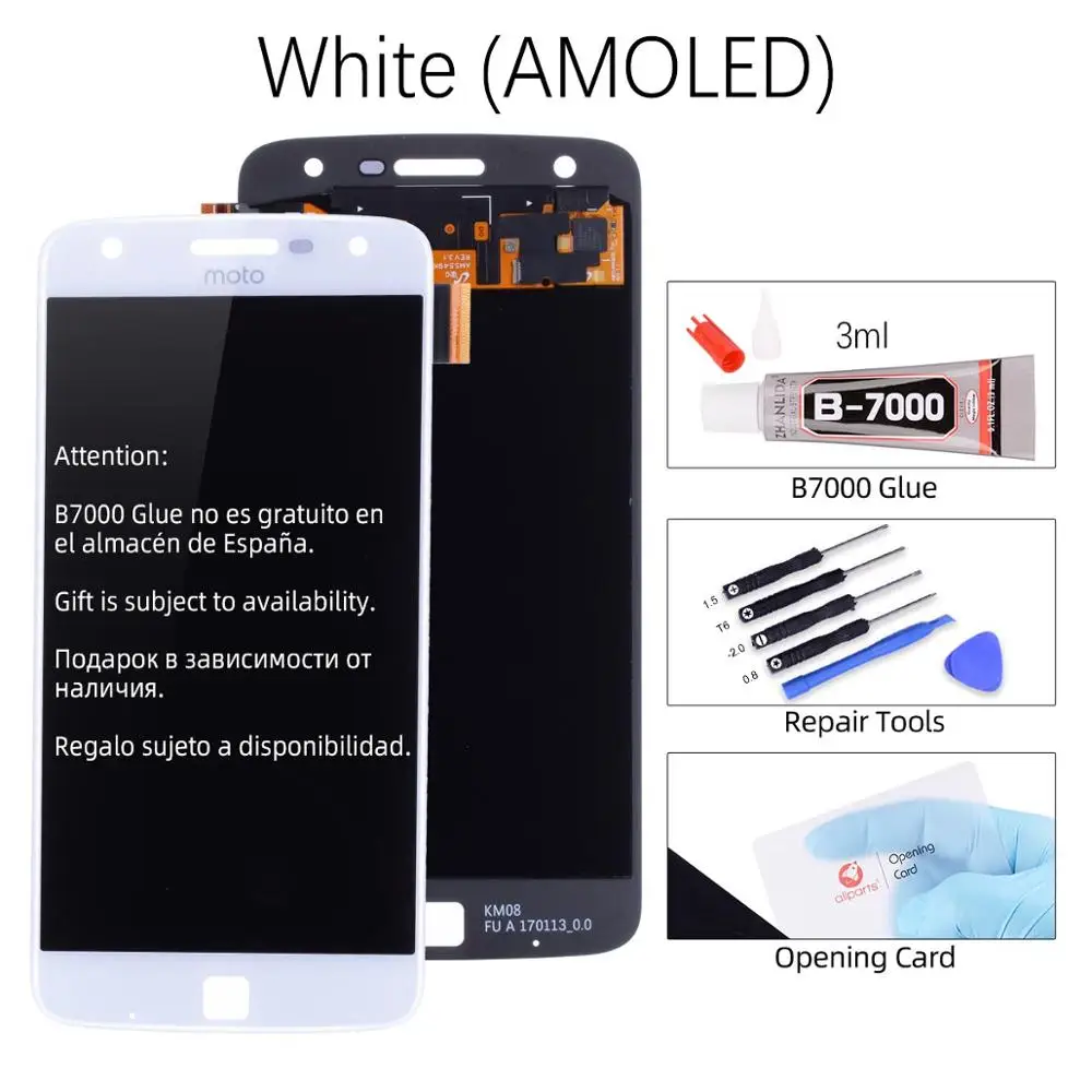 AMOLED White AMOLED OLED Дисплей для Motorola Moto Z Play LCD XT1635 XT1635-02 в сборе с тачскрином черный белый - Цвет: AMOLED White