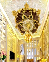 3d ceiling murals photo wallpaper gold transfer disc starry luxury living room decoration wallpaper for walls in rolls
