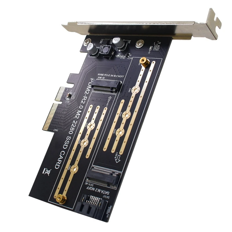 

PCIE to M.2 Adapter SATA M.2 M KEY NVMe SSD NGFF to PCIE Adapter PCIE 4X Dual-Channel Riser Card