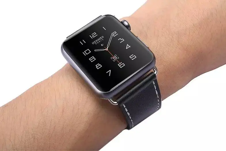 black Кожаный ремешок Double Tour для Apple Watch 42 мм 38 мм 40 мм 44 мм ремешок для iWatch серии 5 4 3 2 1 - Цвет ремешка: black