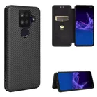 Кожаный чехол-книжка для Sharp Aquos Sense4 Plus, тонкий, с текстурой углеродного волокна, с отделением-бумажником