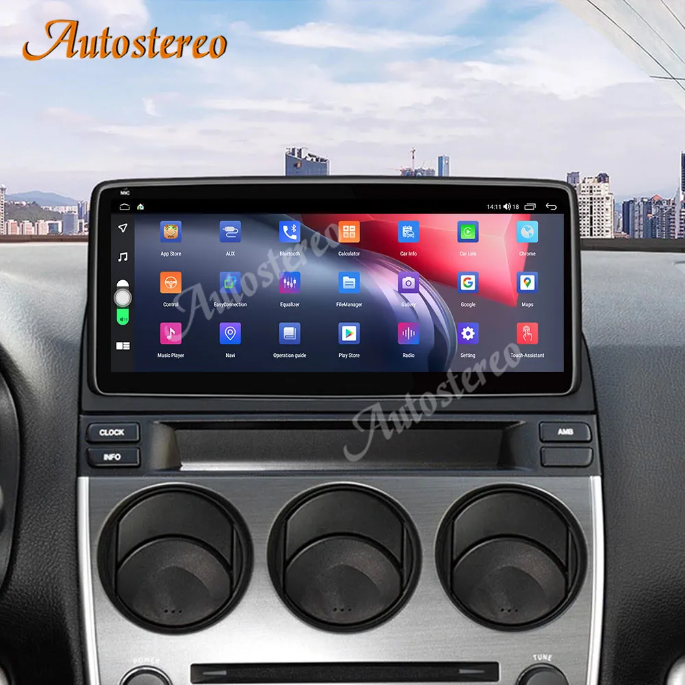 10 25-дюймовый Carplay Android 13 0 6 + 128G для Mazda 2004-2015 автомобильный стереоплеер GPS Glonass