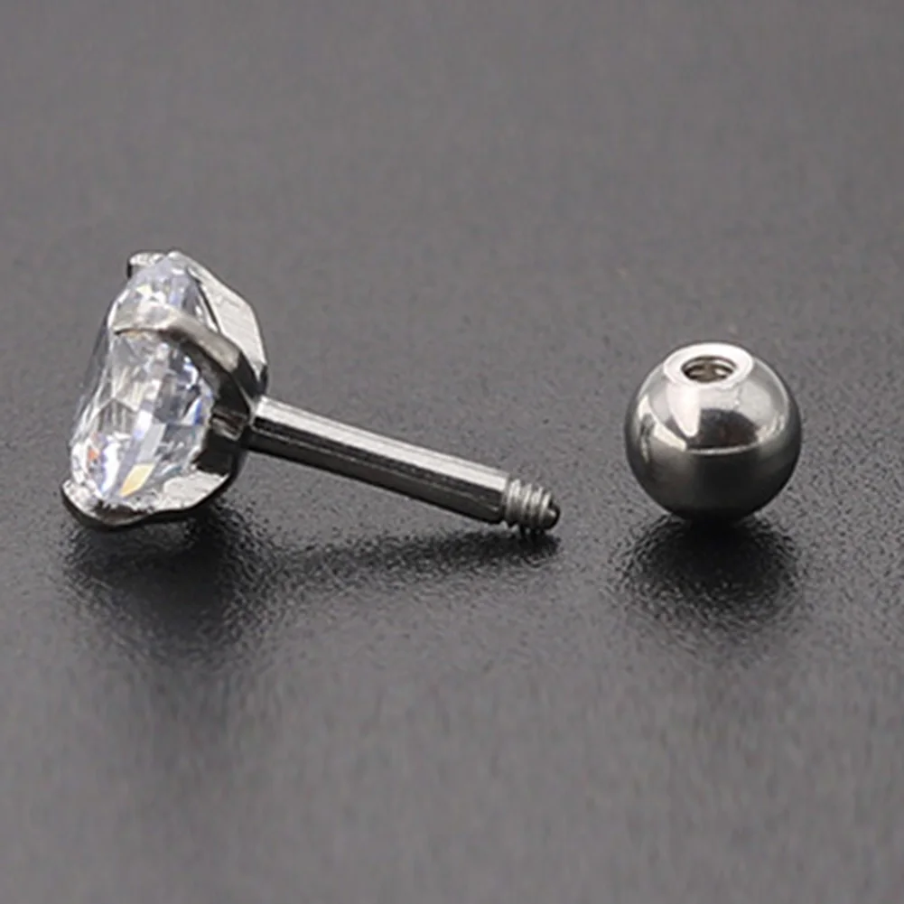 

1Pcs Small Round Cz Tragus Cartilage Rook Helix Snug Conch Earring Prong Gem Monroe Tragus Helix Ear Piercing Stud Earrings Gift