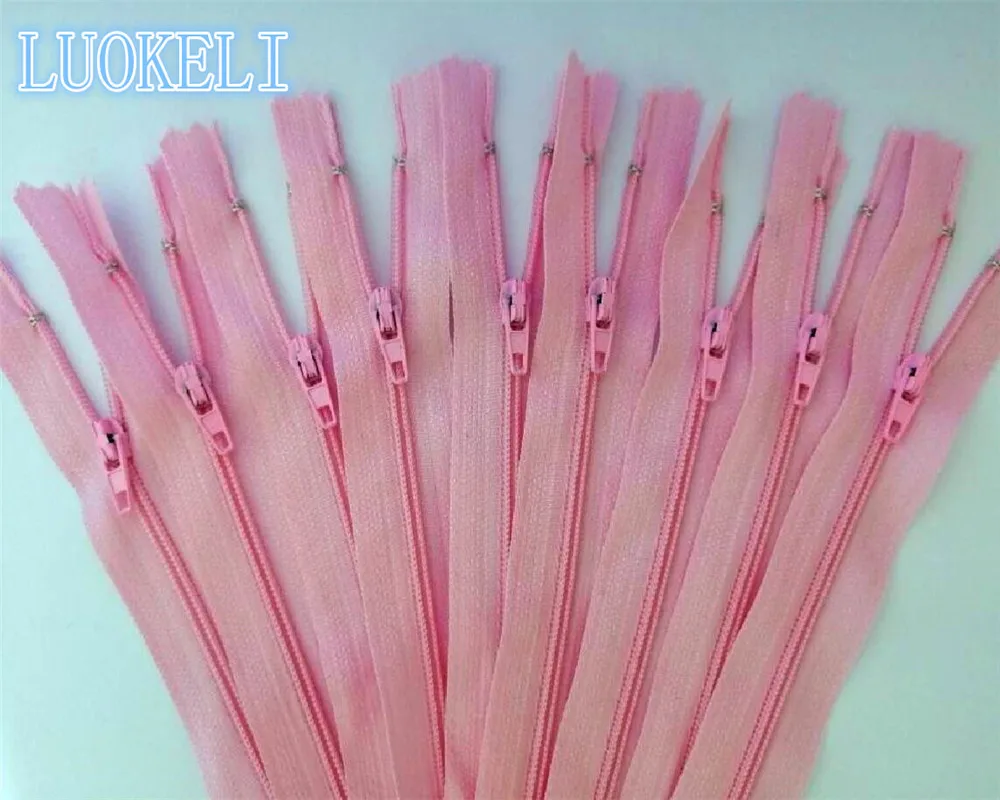 Pink 50 шт. 3#(8 дюймов) 20 см Закрытая нейлоновая катушка на молнии портной процесс шитья многоцветная опционально - Цвет: Pink