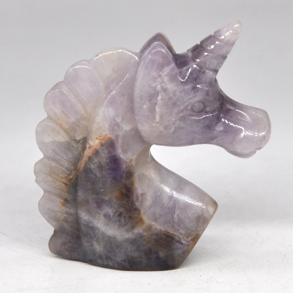 Статуя единорога 2 дюйма резной натуральный камень аметист восстанавливающий