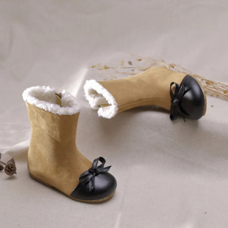 Ботинки для девочек зимняя обувь принцессы детские зимние ботинки с бантом